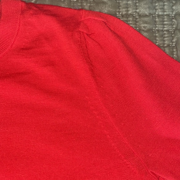 BR 100% merino wool red puff sleeves sweater size S pre-loved - Picture 5 of 8